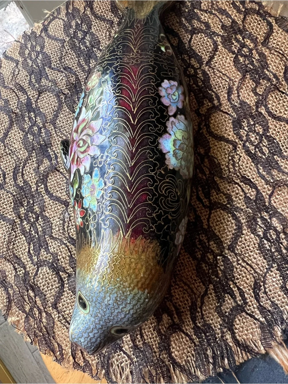 Gorgeous Vintage Cloisonne Seal Fish Figurine Hard to Find
